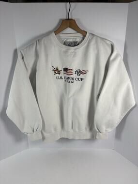 Gear For Sports US Davis Cup Team Sweatshirt Small White Embroidered Tennis USA